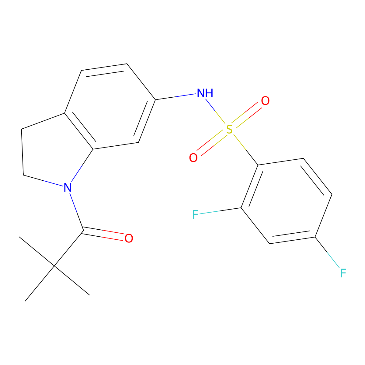 2,4-difluoro-N-(1-pivaloylindolin-6-yl)benzenesulfonamide molecular structure, CAS 1040660-07-8