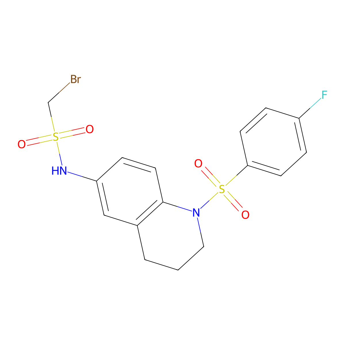 1-bromo-N-[1-(4-fluorobenzenesulfonyl)-1,2,3,4-tetrahydroquinolin-6-yl]methanesulfonamide molecular structure, CAS 1040660-09-0