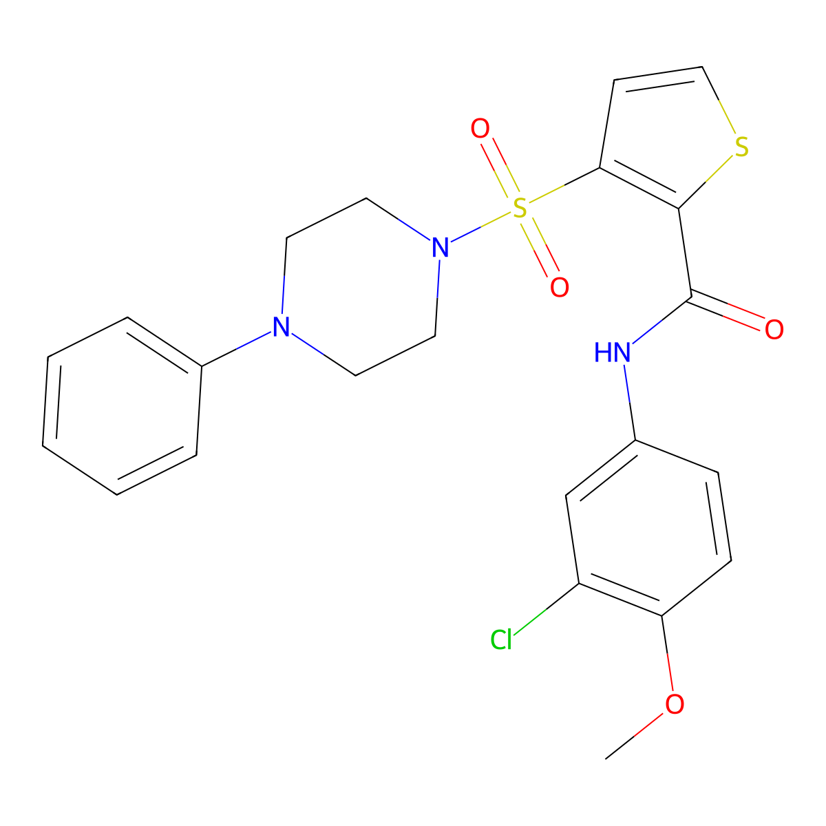 N-(3-chloro-4-methoxyphenyl)-3-[(4-phenylpiperazin-1-yl)sulfonyl]thiophene-2-carboxamide molecular structure, CAS 1040660-12-5