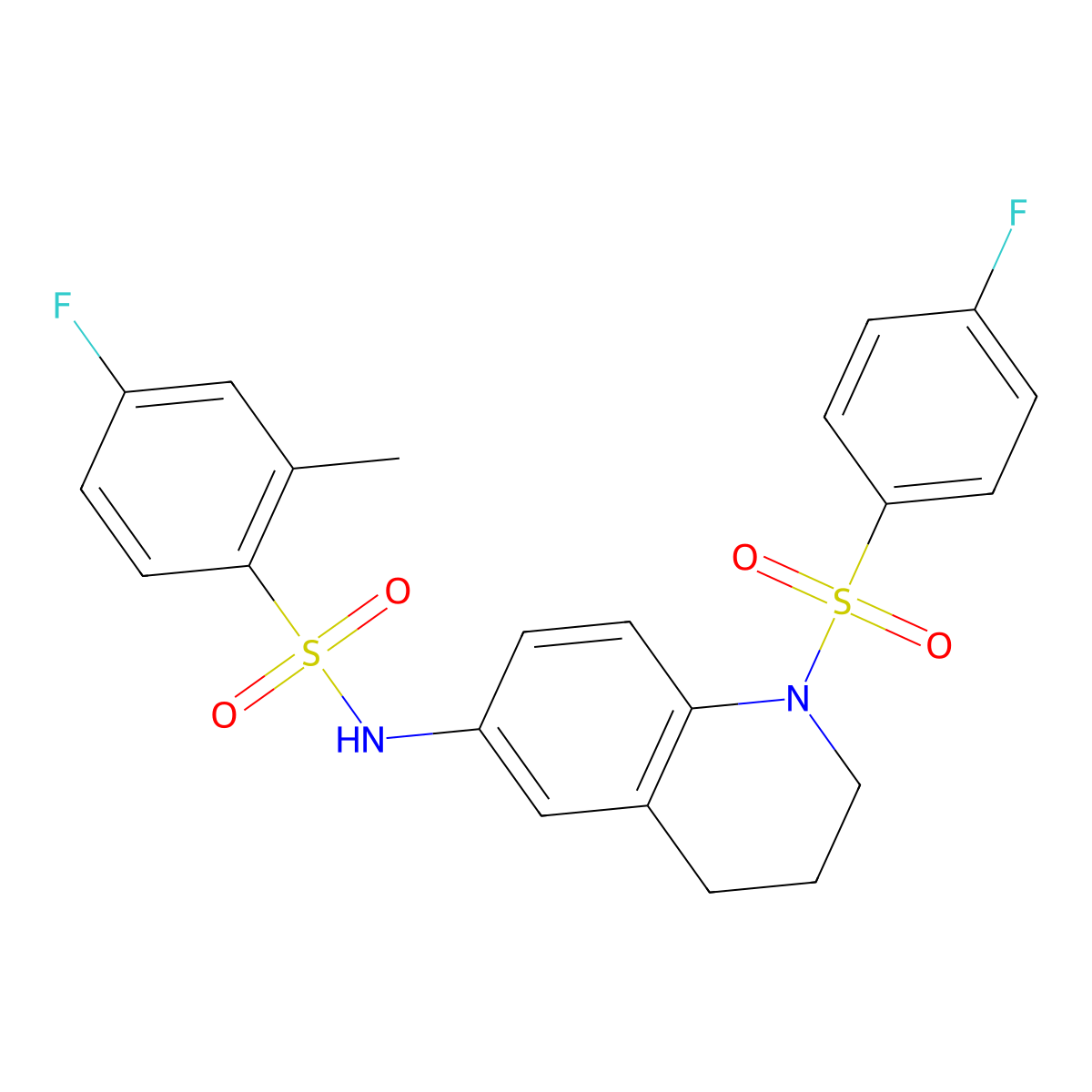 4-fluoro-N-[1-(4-fluorobenzenesulfonyl)-1,2,3,4-tetrahydroquinolin-6-yl]-2-methylbenzene-1-sulfonamide molecular structure, CAS 1040660-21-6