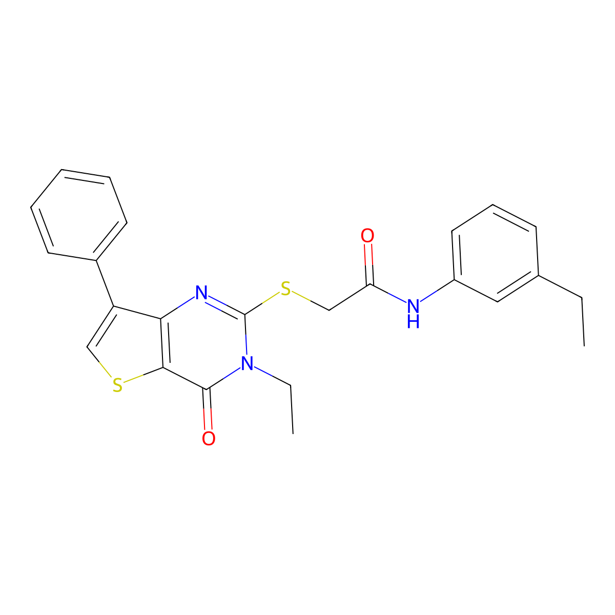 2-[(3-ethyl-4-oxo-7-phenyl-3,4-dihydrothieno[3,2-d]pyrimidin-2-yl)thio]-N-(3-ethylphenyl)acetamide molecular structure, CAS 1040660-28-3