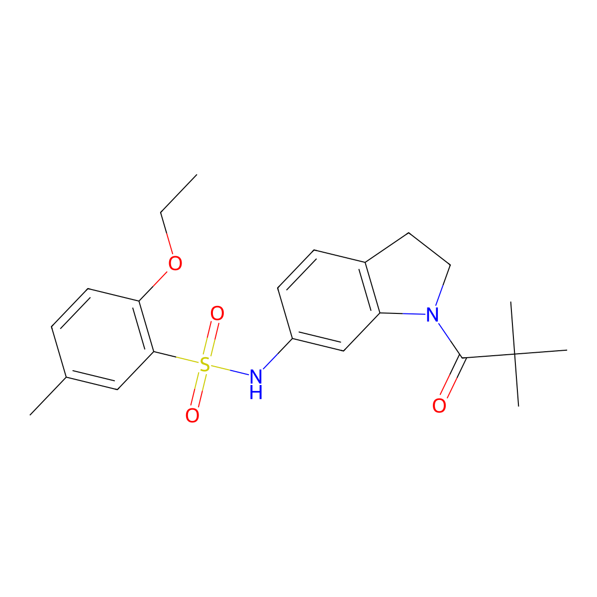 2-ethoxy-5-methyl-N-(1-pivaloylindolin-6-yl)benzenesulfonamide molecular structure, CAS 1040660-31-8