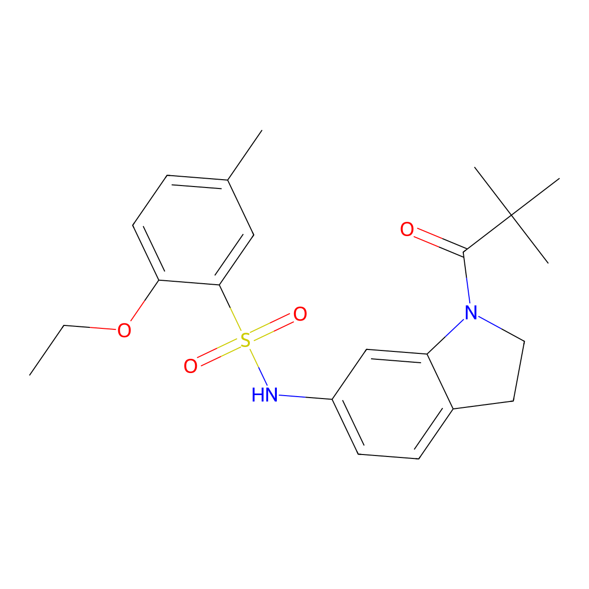 2-ethoxy-5-methyl-N-(1-pivaloylindolin-6-yl)benzenesulfonamide molecular structure, CAS 1040660-31-8