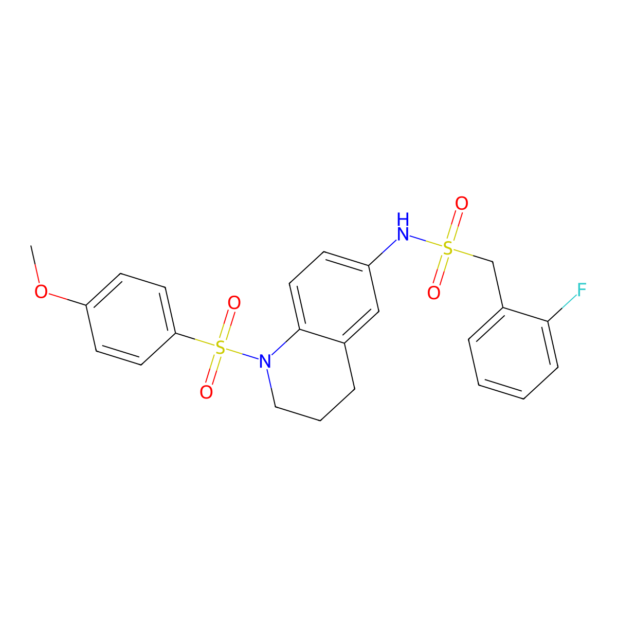 1-(2-fluorophenyl)-N-[1-(4-methoxybenzenesulfonyl)-1,2,3,4-tetrahydroquinolin-6-yl]methanesulfonamide molecular structure, CAS 1040660-33-0