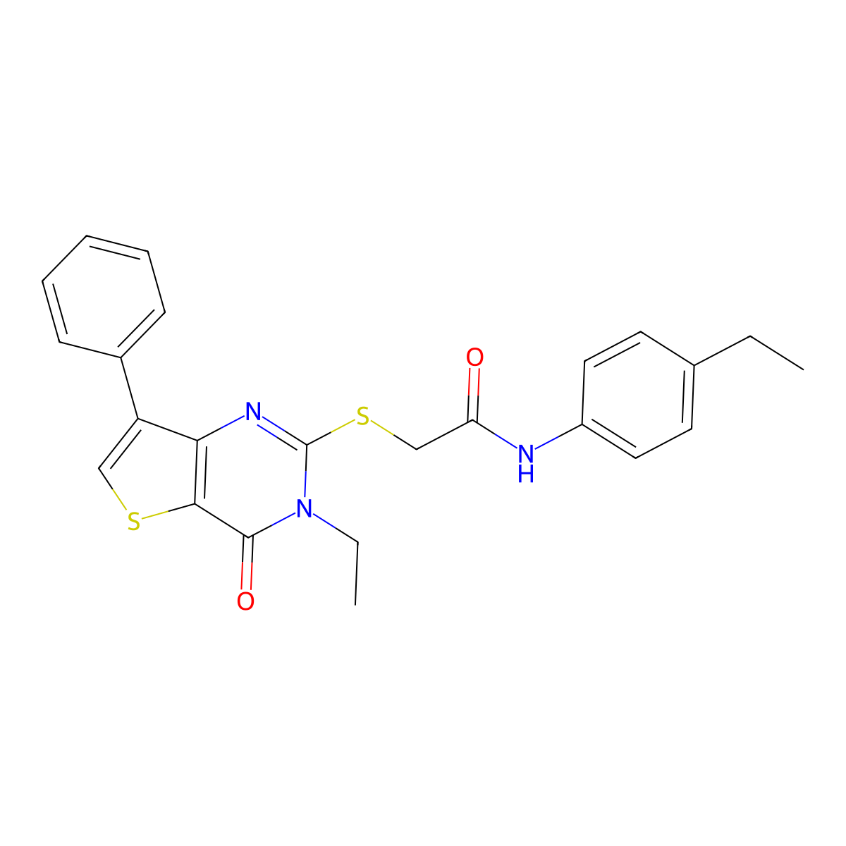 2-({3-ethyl-4-oxo-7-phenyl-3H,4H-thieno[3,2-d]pyrimidin-2-yl}sulfanyl)-N-(4-ethylphenyl)acetamide molecular structure, CAS 1040660-34-1