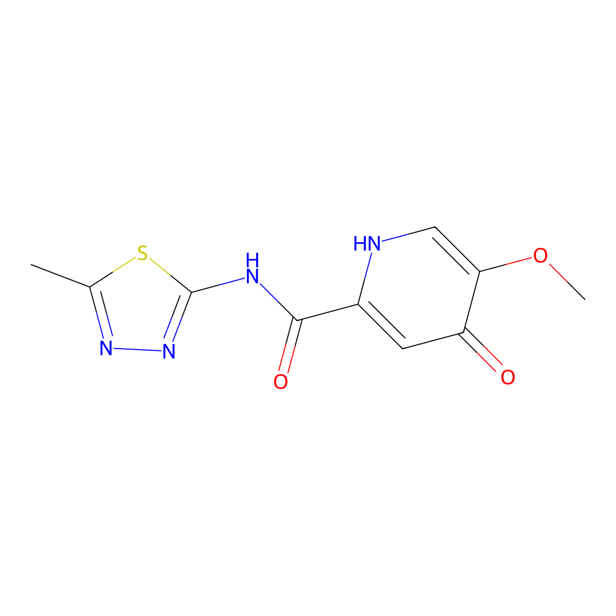 5-methoxy-N-(5-methyl-1,3,4-thiadiazol-2-yl)-4-oxo-1,4-dihydropyridine-2-carboxamide molecular structure, CAS 1040660-38-5