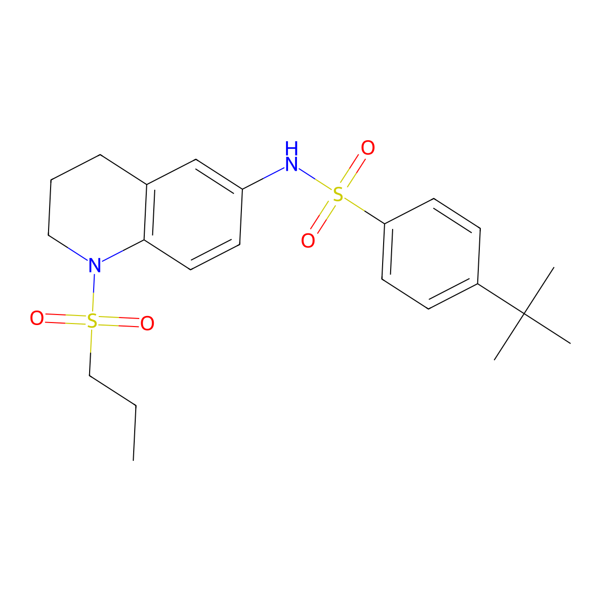 4-tert-butyl-N-[1-(propane-1-sulfonyl)-1,2,3,4-tetrahydroquinolin-6-yl]benzene-1-sulfonamide molecular structure, CAS 1040660-39-6