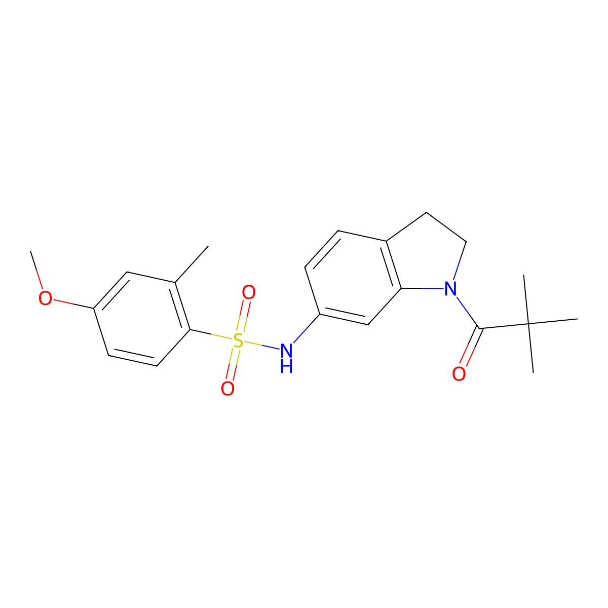 4-methoxy-2-methyl-N-(1-pivaloylindolin-6-yl)benzenesulfonamide molecular structure, CAS 1040660-43-2