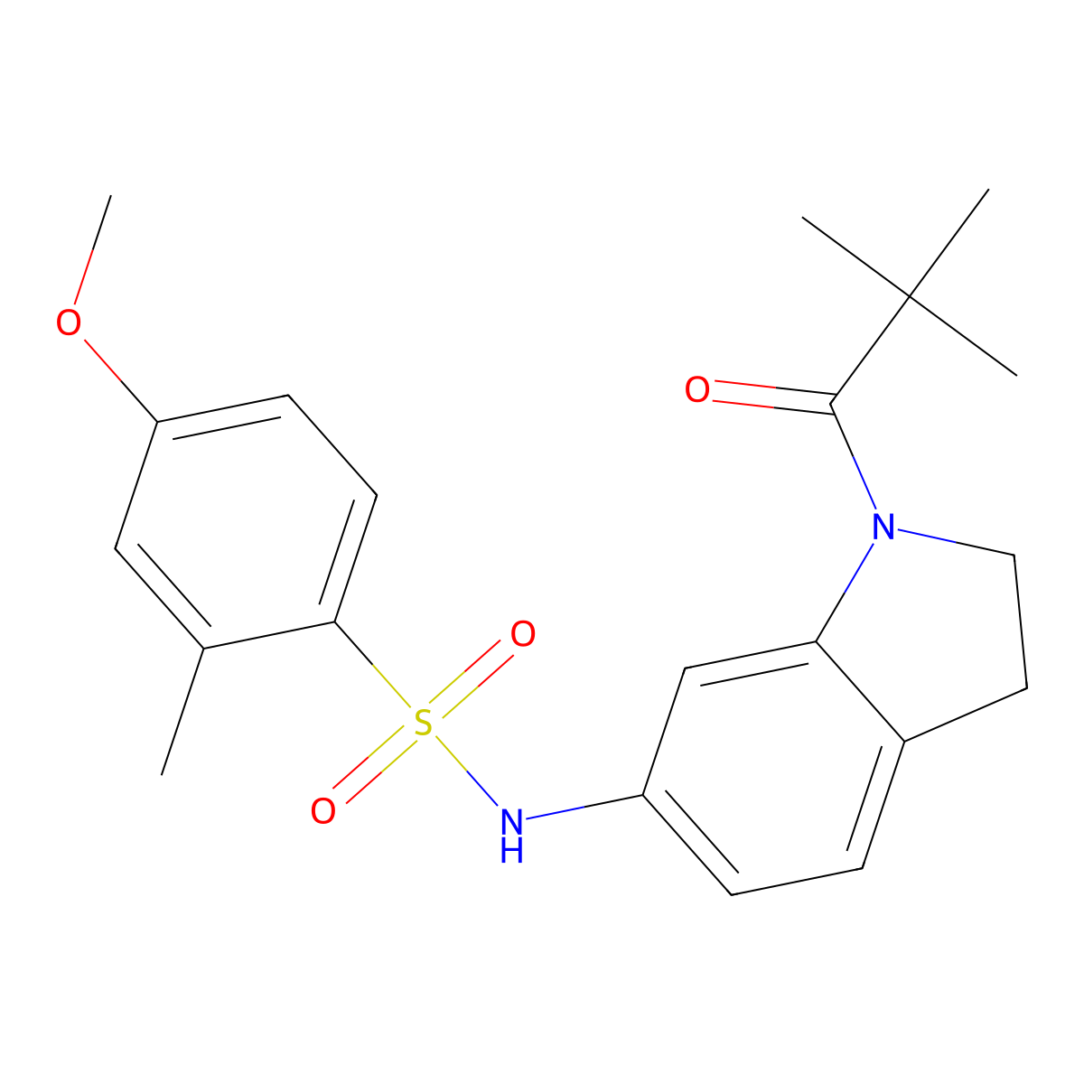4-methoxy-2-methyl-N-(1-pivaloylindolin-6-yl)benzenesulfonamide molecular structure, CAS 1040660-43-2