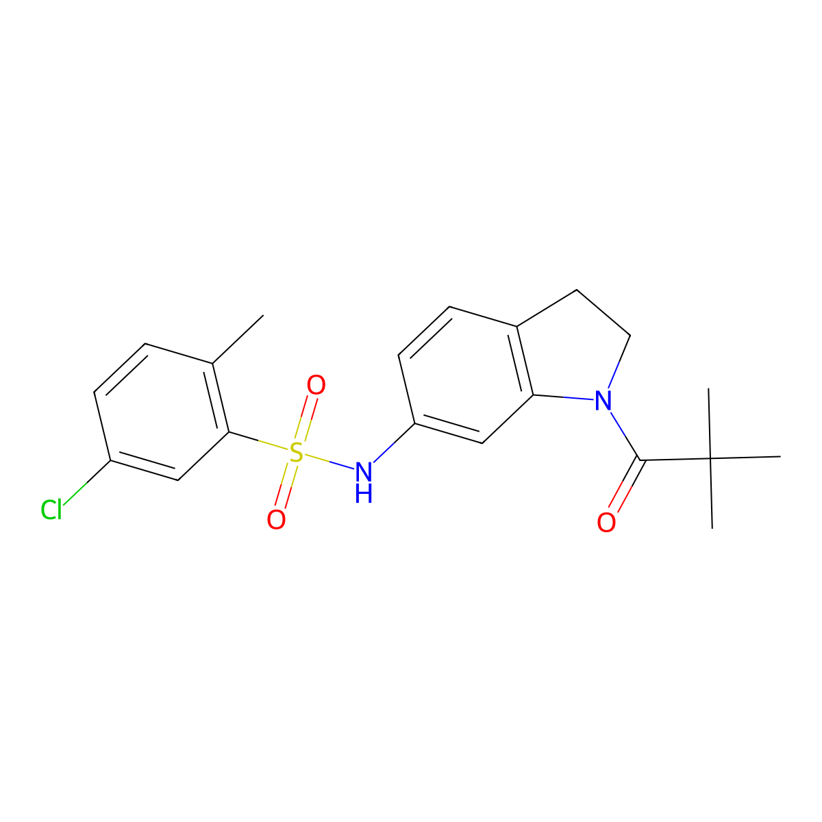 5-chloro-2-methyl-N-(1-pivaloylindolin-6-yl)benzenesulfonamide molecular structure, CAS 1040660-49-8