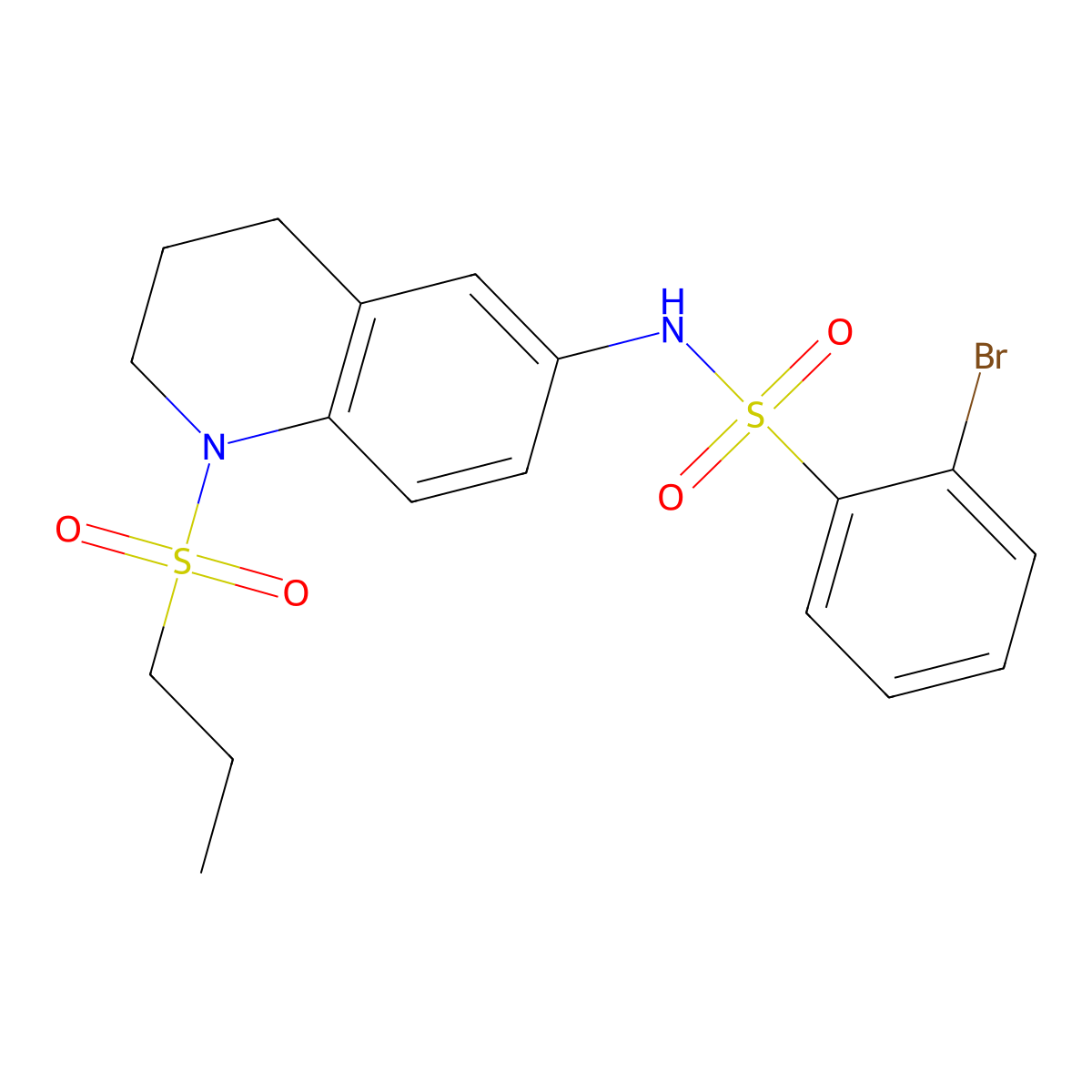 2-bromo-N-(1-(propylsulfonyl)-1,2,3,4-tetrahydroquinolin-6-yl)benzenesulfonamide molecular structure, CAS 1040660-51-2