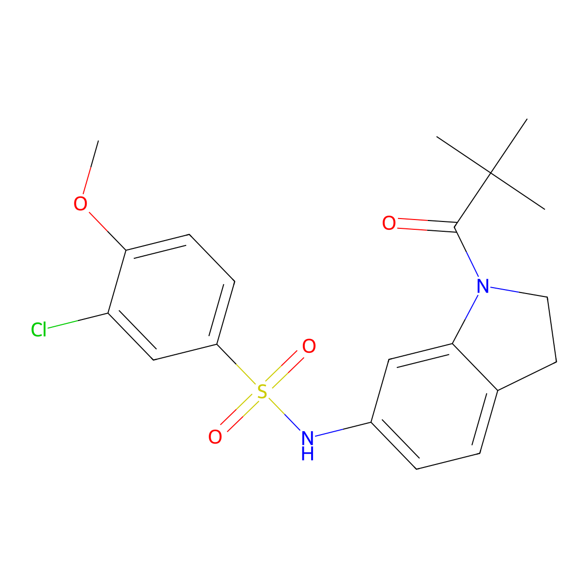 3-chloro-4-methoxy-N-(1-pivaloylindolin-6-yl)benzenesulfonamide molecular structure, CAS 1040660-55-6