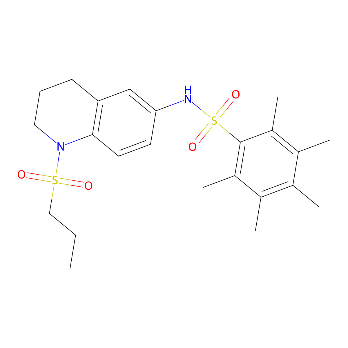 2,3,4,5,6-pentamethyl-N-[1-(propane-1-sulfonyl)-1,2,3,4-tetrahydroquinolin-6-yl]benzene-1-sulfonamide molecular structure, CAS 1040660-57-8