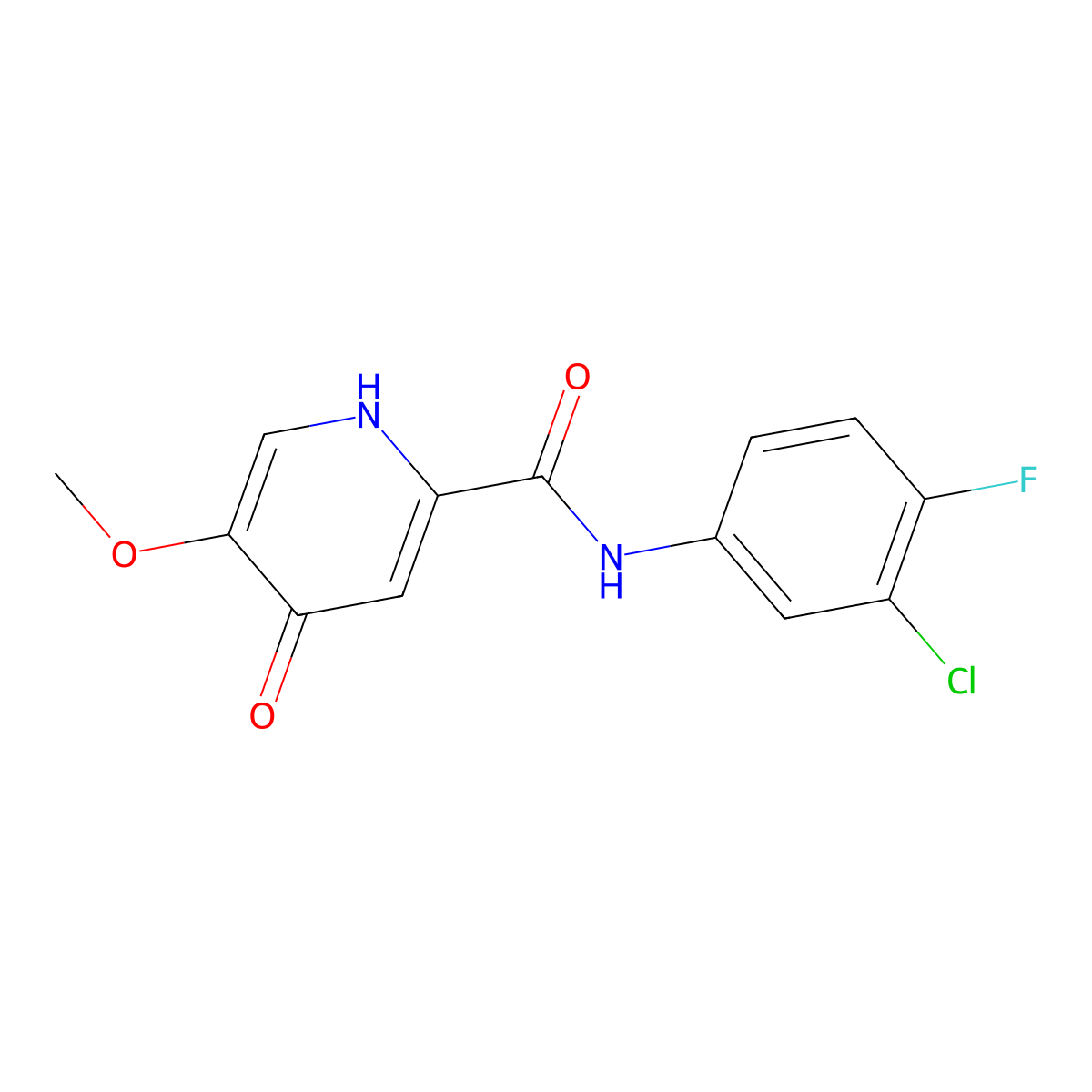 N-(3-chloro-4-fluorophenyl)-5-methoxy-4-oxo-1,4-dihydropyridine-2-carboxamide molecular structure, CAS 1040660-62-5