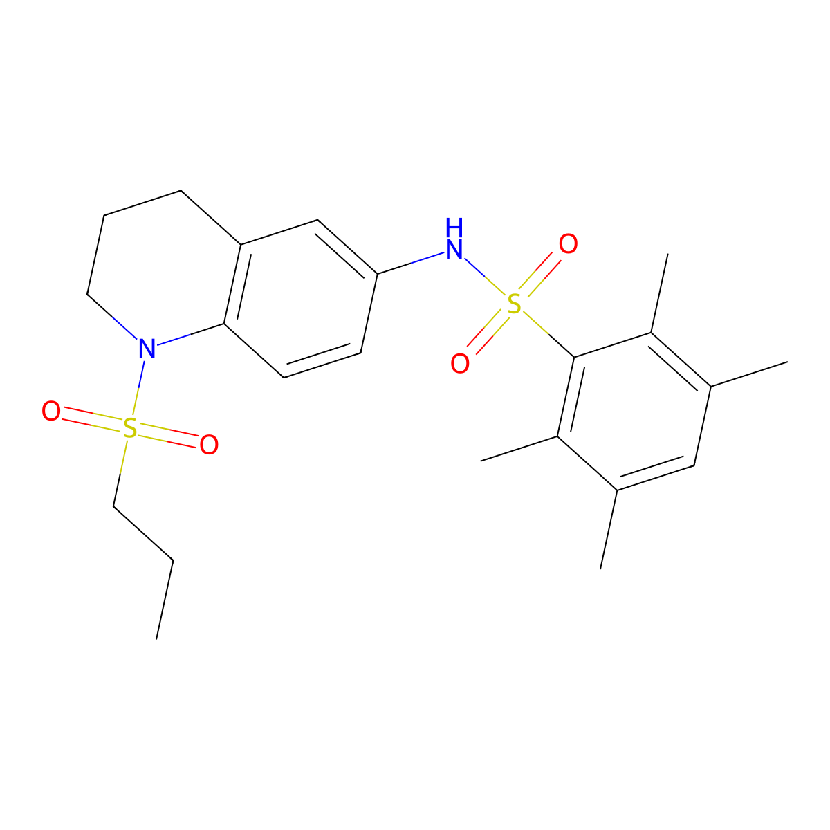 2,3,5,6-tetramethyl-N-[1-(propane-1-sulfonyl)-1,2,3,4-tetrahydroquinolin-6-yl]benzene-1-sulfonamide molecular structure, CAS 1040660-63-6