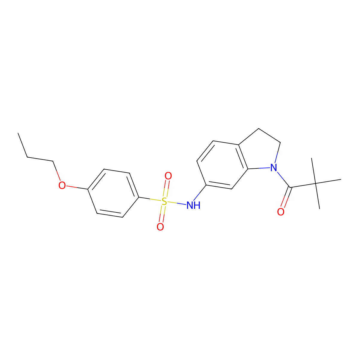 N-(1-pivaloylindolin-6-yl)-4-propoxybenzenesulfonamide molecular structure, CAS 1040660-67-0