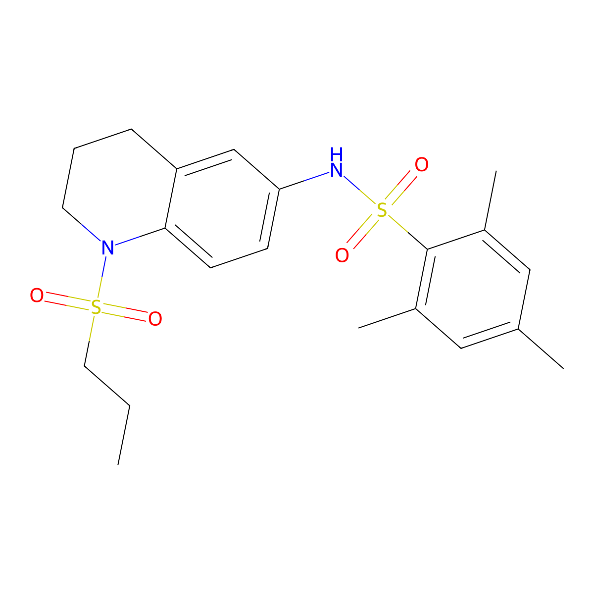 2,4,6-trimethyl-N-[1-(propane-1-sulfonyl)-1,2,3,4-tetrahydroquinolin-6-yl]benzene-1-sulfonamide molecular structure, CAS 1040660-69-2