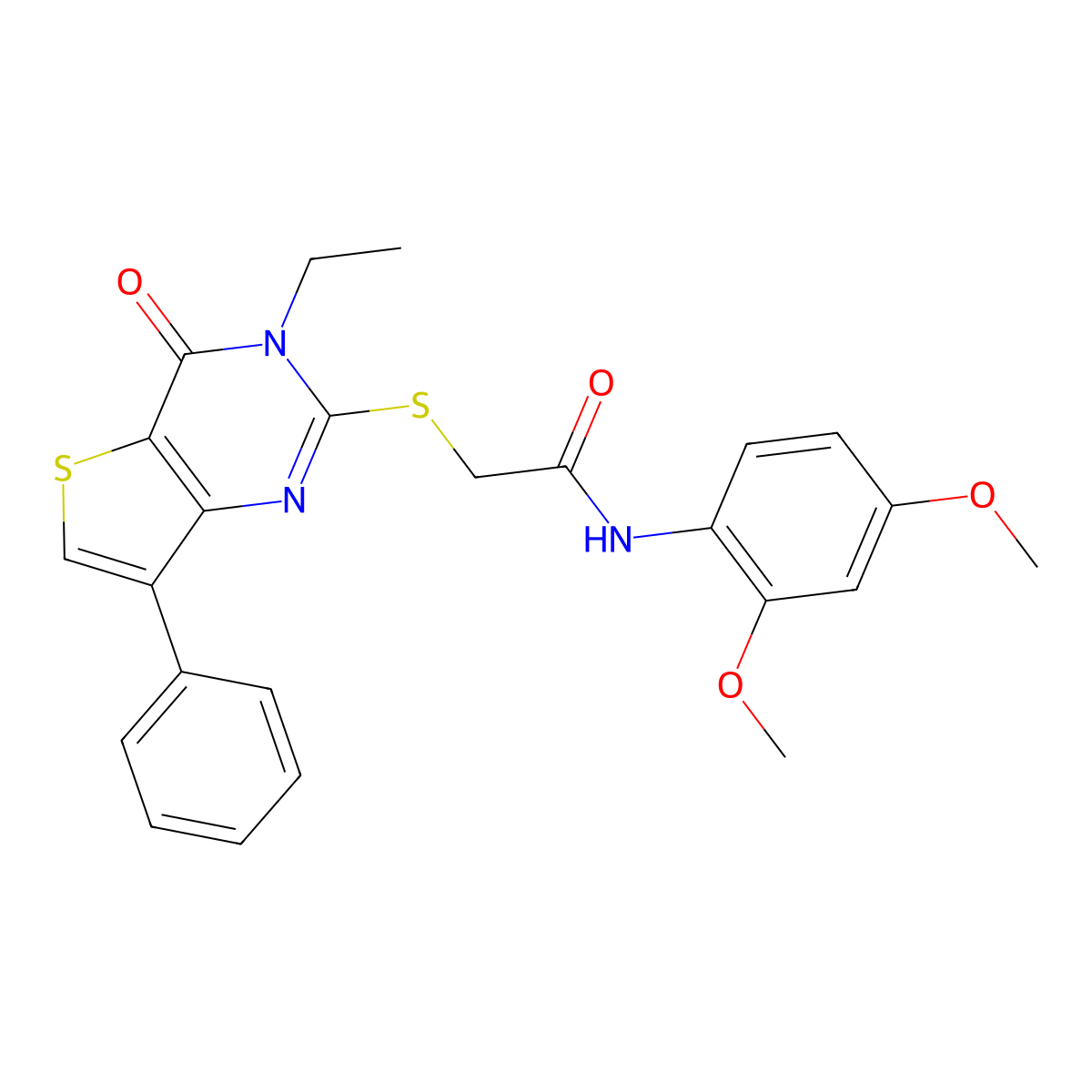N-(2,4-dimethoxyphenyl)-2-({3-ethyl-4-oxo-7-phenyl-3H,4H-thieno[3,2-d]pyrimidin-2-yl}sulfanyl)acetamide molecular structure, CAS 1040660-70-5