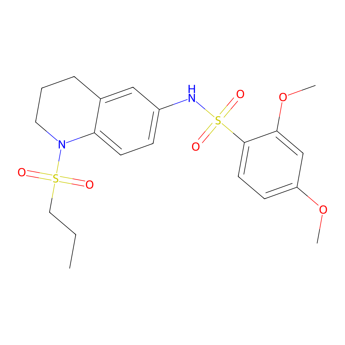 2,4-dimethoxy-N-[1-(propane-1-sulfonyl)-1,2,3,4-tetrahydroquinolin-6-yl]benzene-1-sulfonamide molecular structure, CAS 1040660-75-0