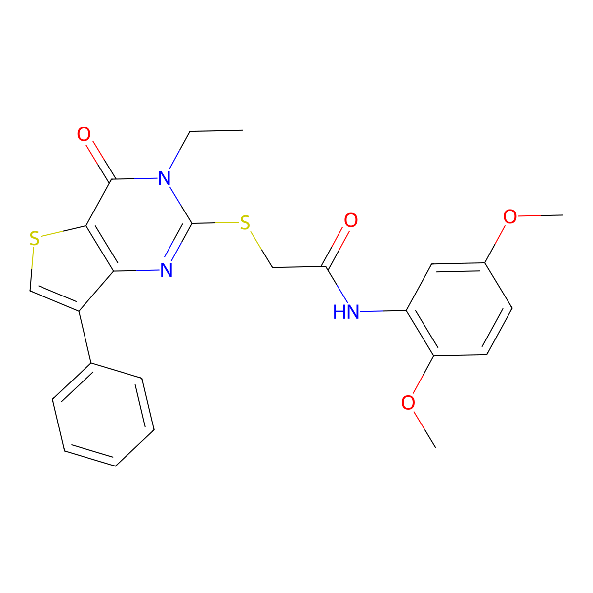N-(2,5-dimethoxyphenyl)-2-[(3-ethyl-4-oxo-7-phenyl-3,4-dihydrothieno[3,2-d]pyrimidin-2-yl)thio]acetamide molecular structure, CAS 1040660-76-1