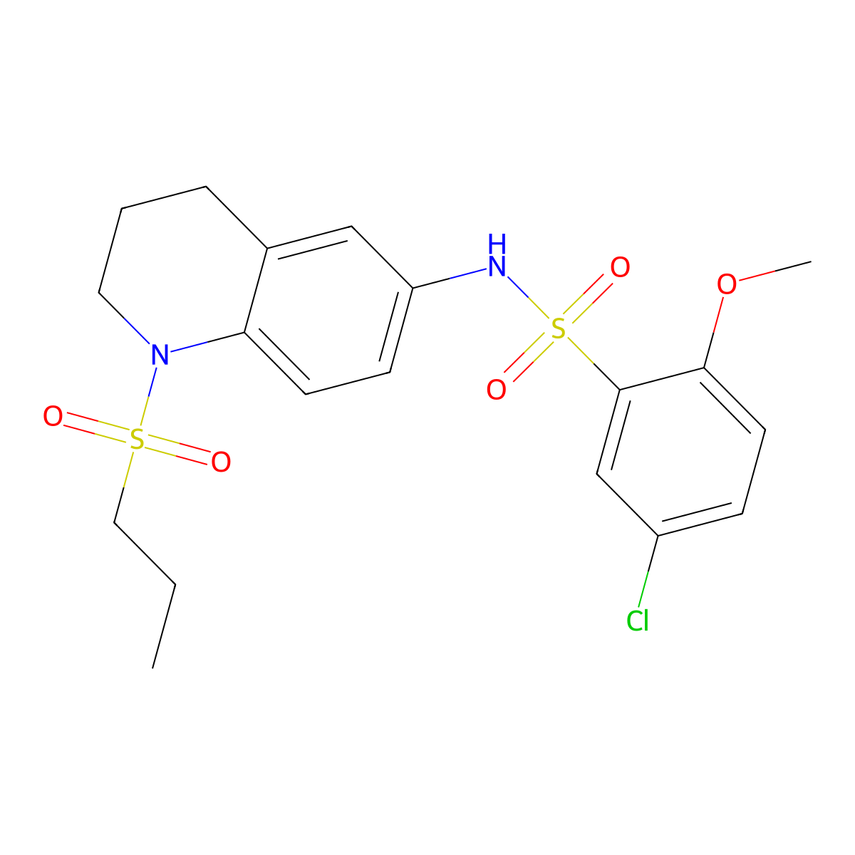 5-chloro-2-methoxy-N-[1-(propane-1-sulfonyl)-1,2,3,4-tetrahydroquinolin-6-yl]benzene-1-sulfonamide molecular structure, CAS 1040660-81-8