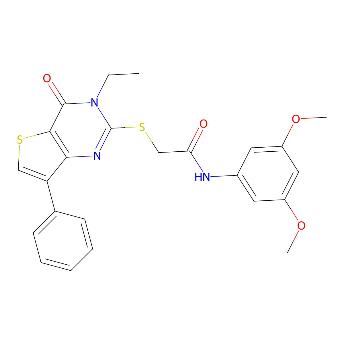 N-(3,5-dimethoxyphenyl)-2-({3-ethyl-4-oxo-7-phenyl-3H,4H-thieno[3,2-d]pyrimidin-2-yl}sulfanyl)acetamide molecular structure, CAS 1040660-82-9