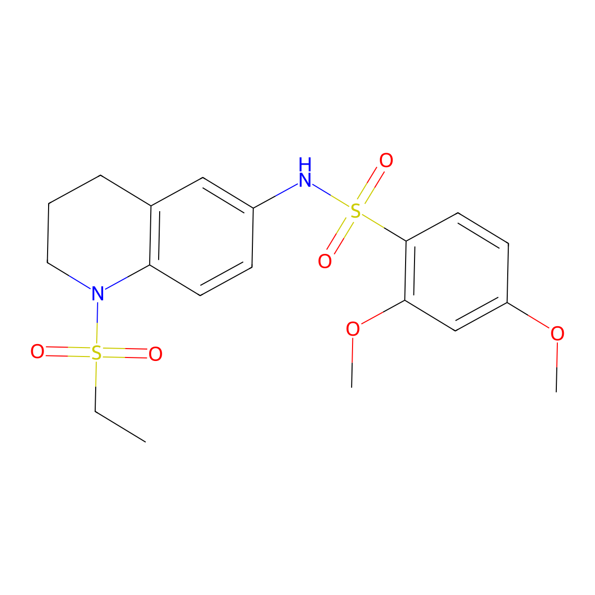 N-[1-(ethanesulfonyl)-1,2,3,4-tetrahydroquinolin-6-yl]-2,4-dimethoxybenzene-1-sulfonamide molecular structure, CAS 1040660-95-4