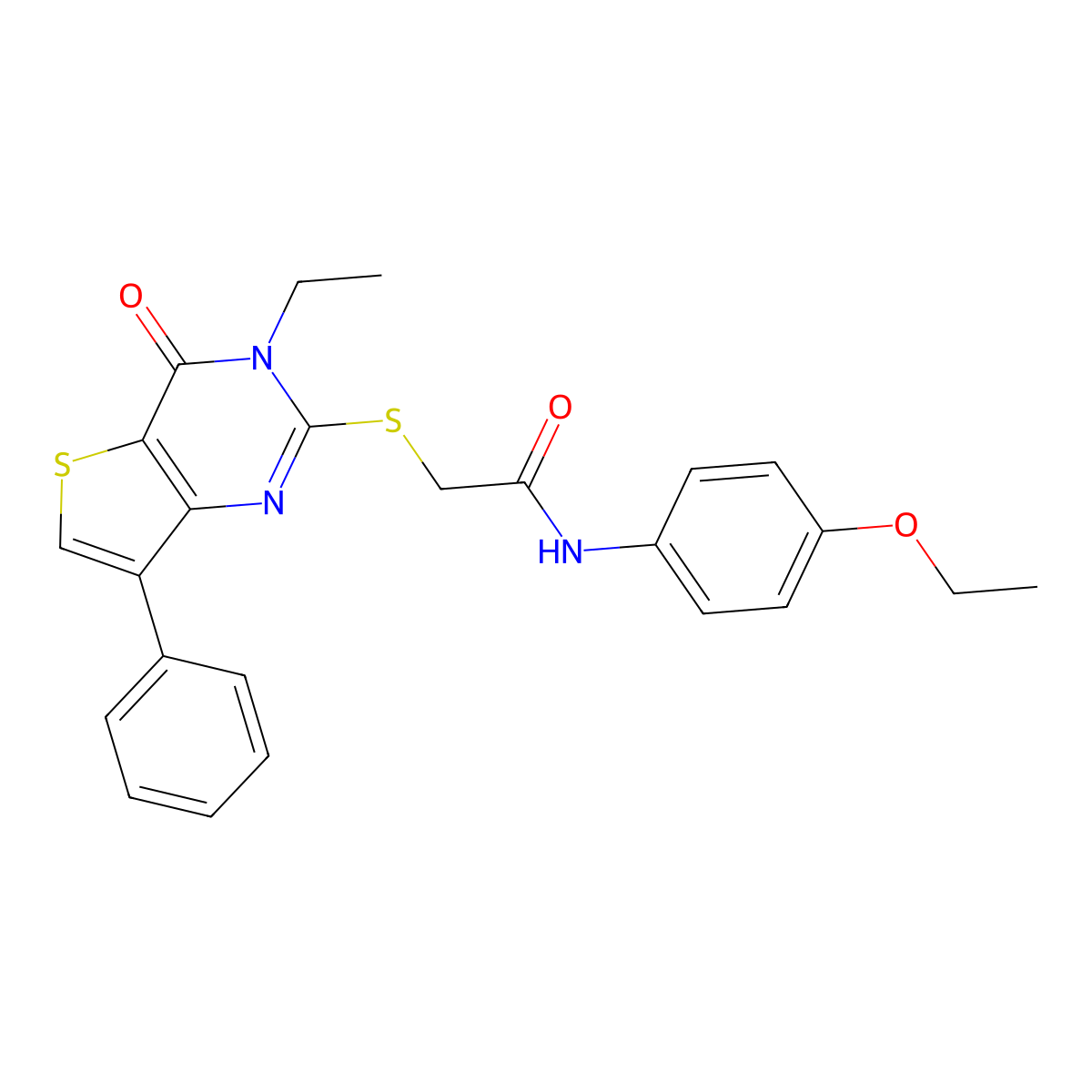 N-(4-ethoxyphenyl)-2-({3-ethyl-4-oxo-7-phenyl-3H,4H-thieno[3,2-d]pyrimidin-2-yl}sulfanyl)acetamide molecular structure, CAS 1040660-96-5