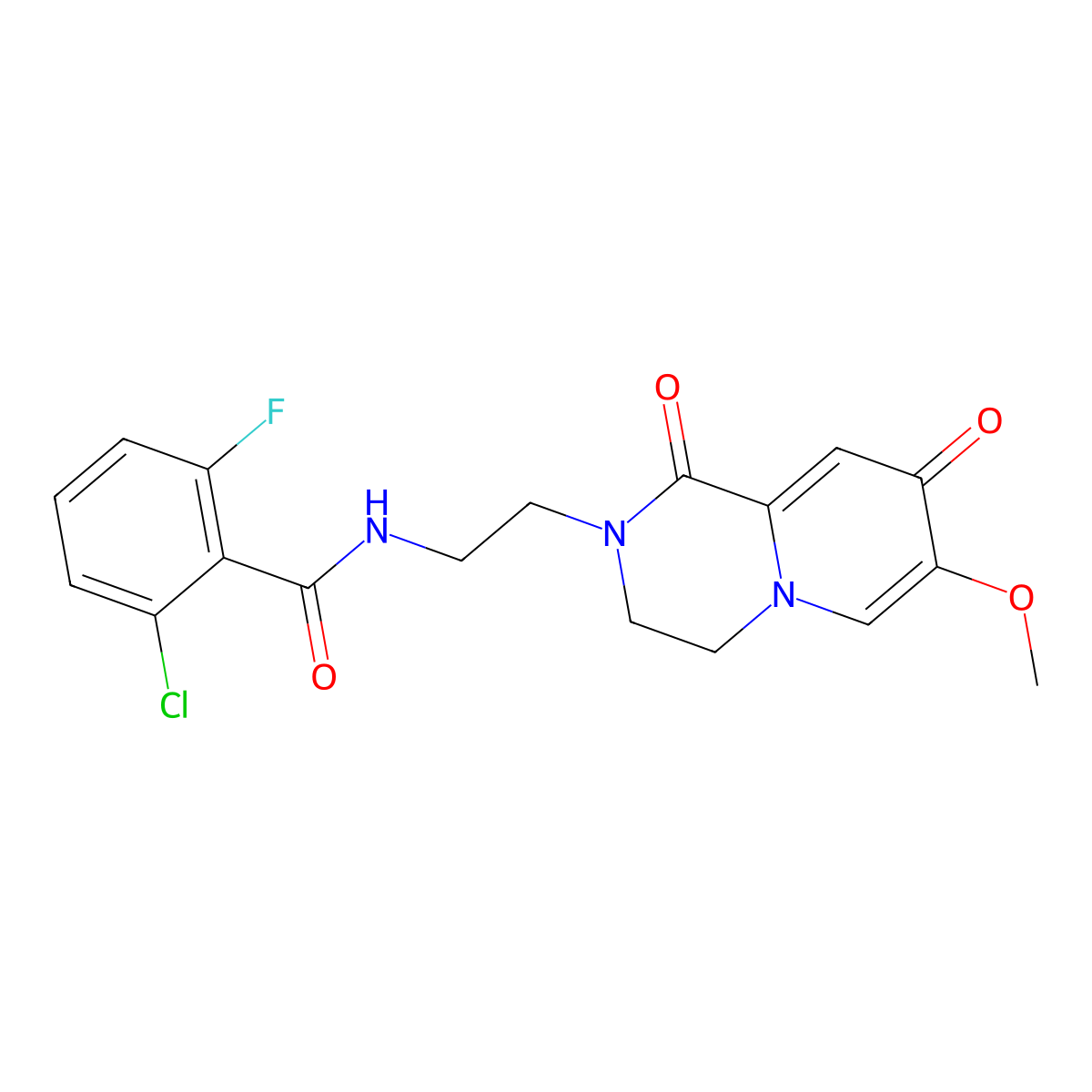 2-chloro-6-fluoro-N-(2-{7-methoxy-1,8-dioxo-1H,2H,3H,4H,8H-pyrido[1,2-a]pyrazin-2-yl}ethyl)benzamide molecular structure, CAS 1040660-98-7