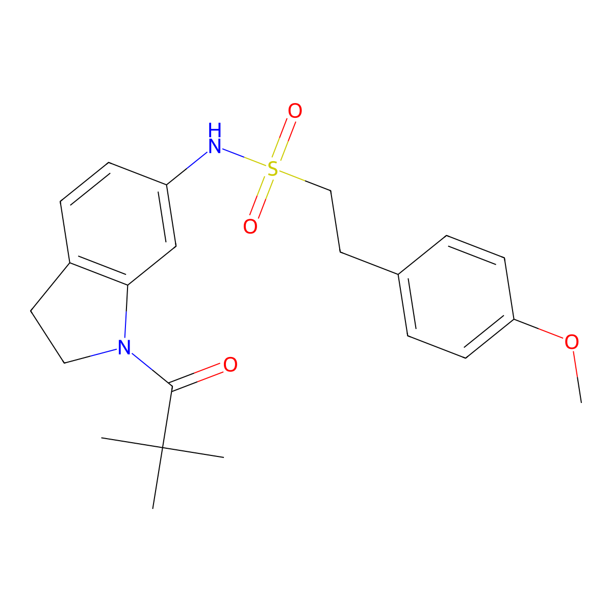 N-[1-(2,2-dimethylpropanoyl)-2,3-dihydro-1H-indol-6-yl]-2-(4-methoxyphenyl)ethane-1-sulfonamide molecular structure, CAS 1040661-00-4