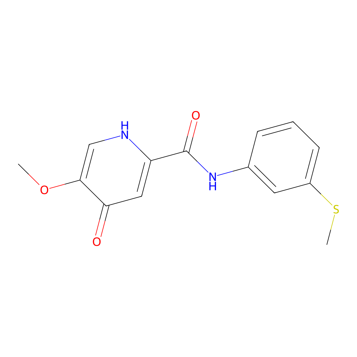 5-methoxy-N-(3-(methylthio)phenyl)-4-oxo-1,4-dihydropyridine-2-carboxamide molecular structure, CAS 1040661-01-5