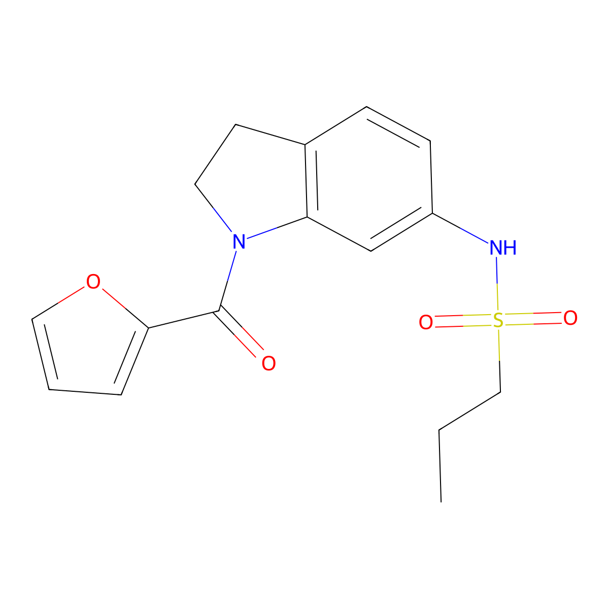 N-(1-(furan-2-carbonyl)indolin-6-yl)propane-1-sulfonamide molecular structure, CAS 1040661-07-1