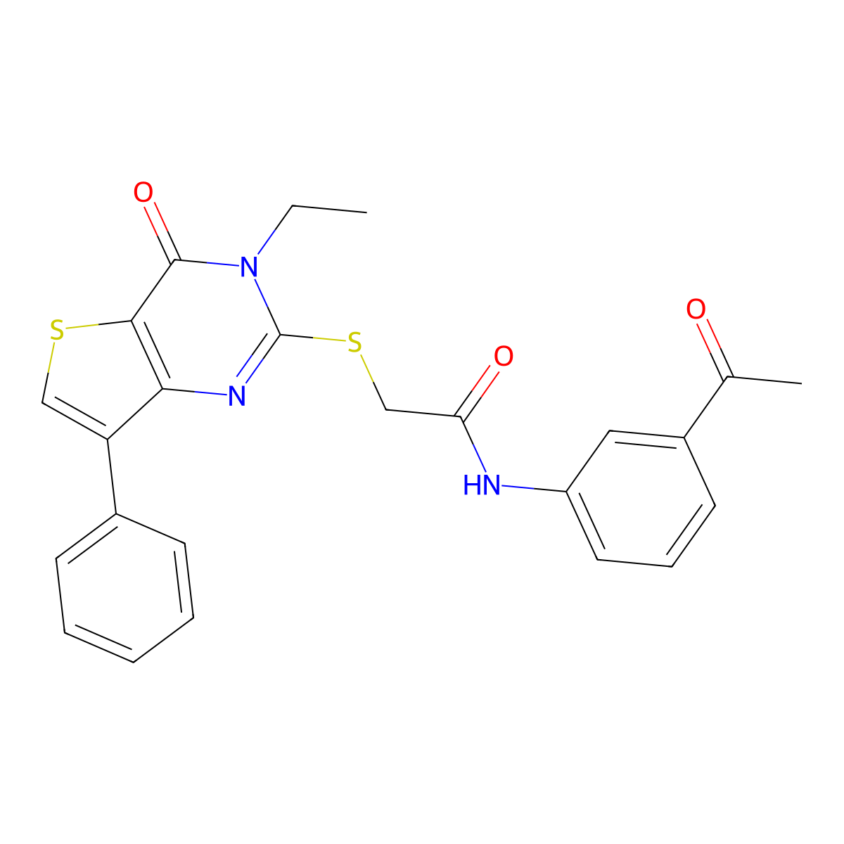 N-(3-acetylphenyl)-2-({3-ethyl-4-oxo-7-phenyl-3H,4H-thieno[3,2-d]pyrimidin-2-yl}sulfanyl)acetamide molecular structure, CAS 1040661-10-6