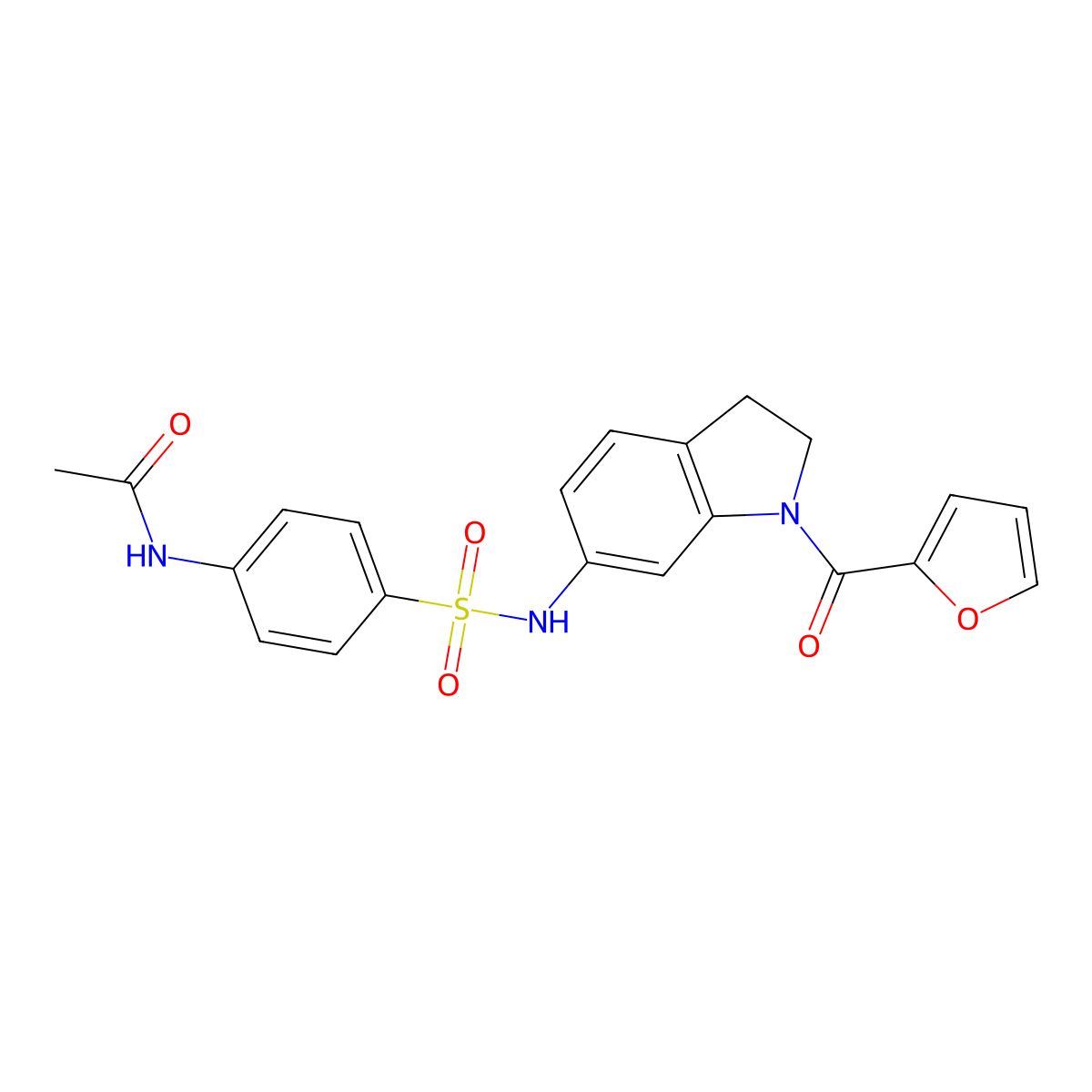 N-(4-(N-(1-(furan-2-carbonyl)indolin-6-yl)sulfamoyl)phenyl)acetamide molecular structure, CAS 1040661-14-0