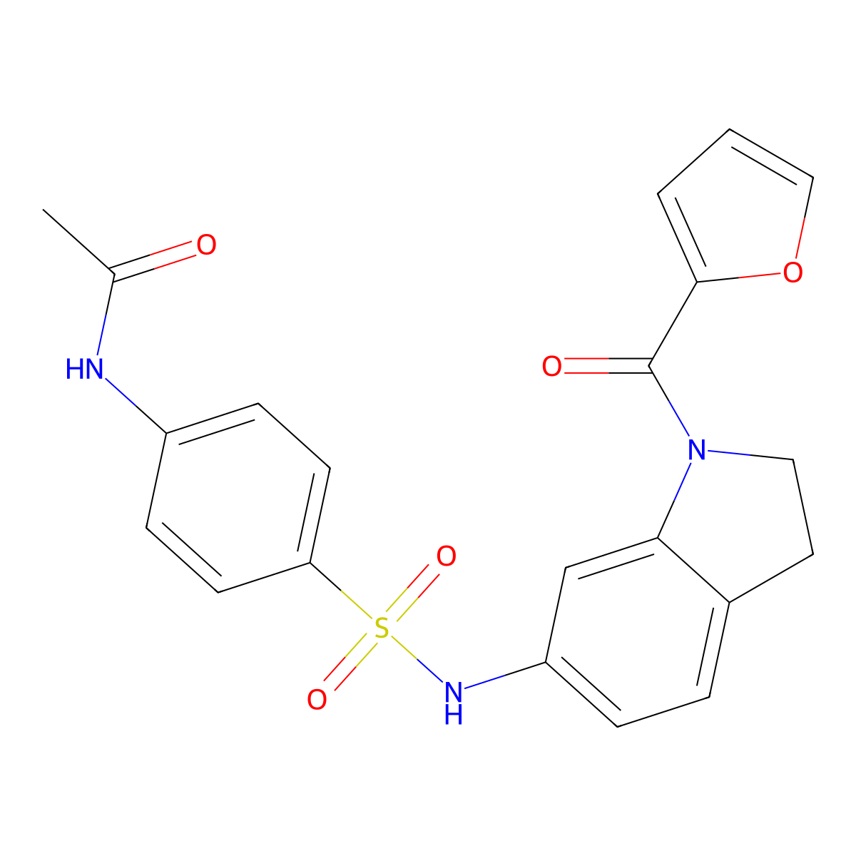 N-(4-(N-(1-(furan-2-carbonyl)indolin-6-yl)sulfamoyl)phenyl)acetamide molecular structure, CAS 1040661-14-0