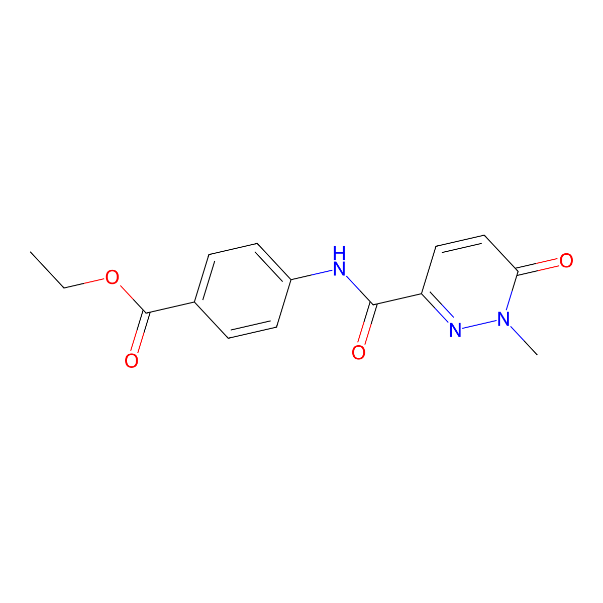Ethyl 4-(1-methyl-6-oxo-1,6-dihydropyridazine-3-carboxamido)benzoate molecular structure, CAS 1040661-15-1
