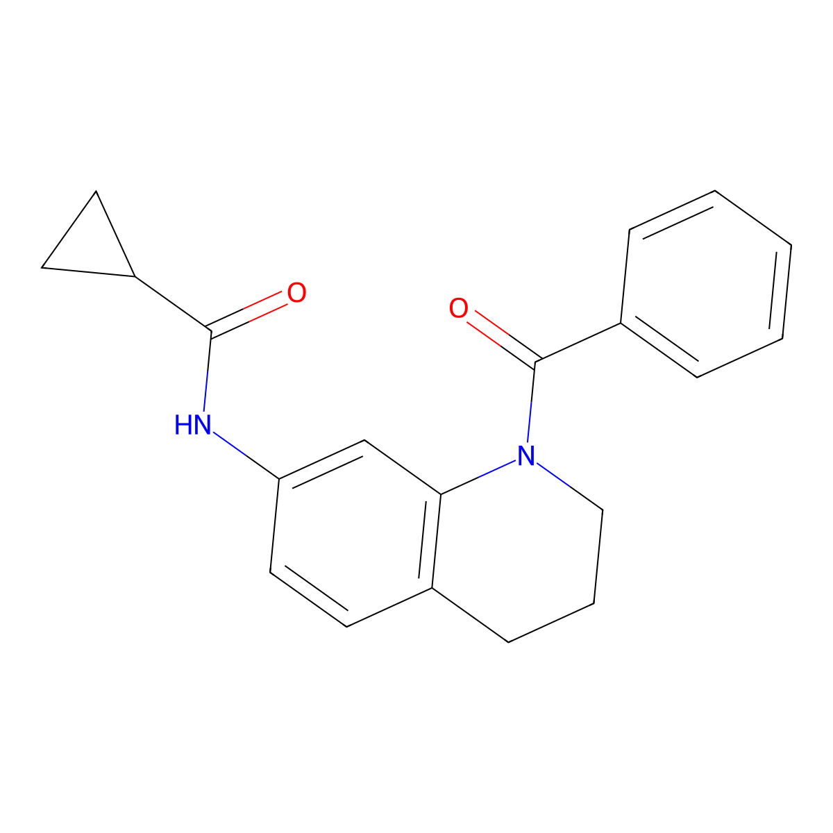 N-(1-benzoyl-1,2,3,4-tetrahydroquinolin-7-yl)cyclopropanecarboxamide molecular structure, CAS 1040661-16-2