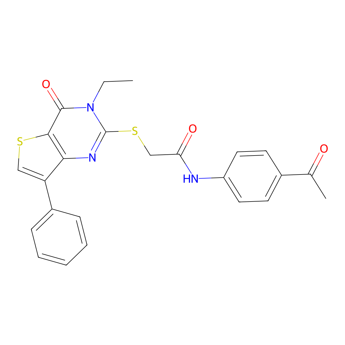 N-(4-acetylphenyl)-2-({3-ethyl-4-oxo-7-phenyl-3H,4H-thieno[3,2-d]pyrimidin-2-yl}sulfanyl)acetamide molecular structure, CAS 1040661-17-3