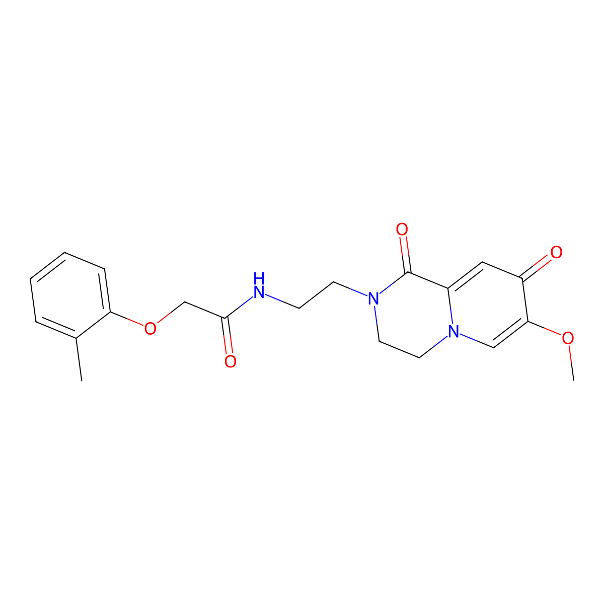 N-(2-{7-methoxy-1,8-dioxo-1H,2H,3H,4H,8H-pyrido[1,2-a]pyrazin-2-yl}ethyl)-2-(2-methylphenoxy)acetamide molecular structure, CAS 1040661-19-5