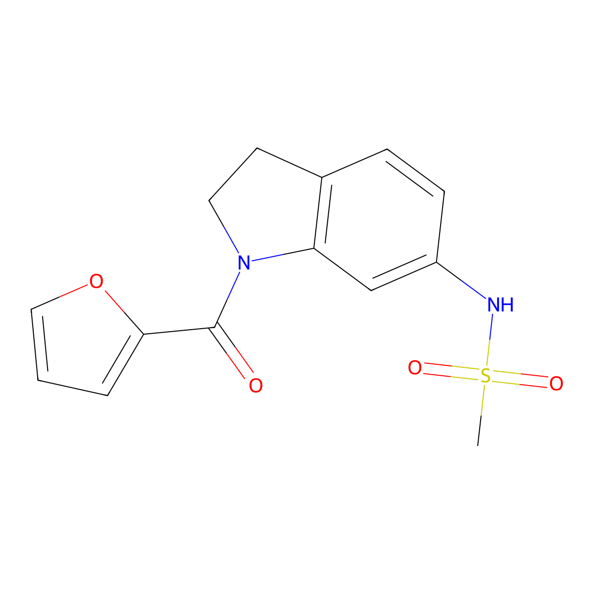 N-[1-(furan-2-carbonyl)-2,3-dihydro-1H-indol-6-yl]methanesulfonamide molecular structure, CAS 1040661-21-9
