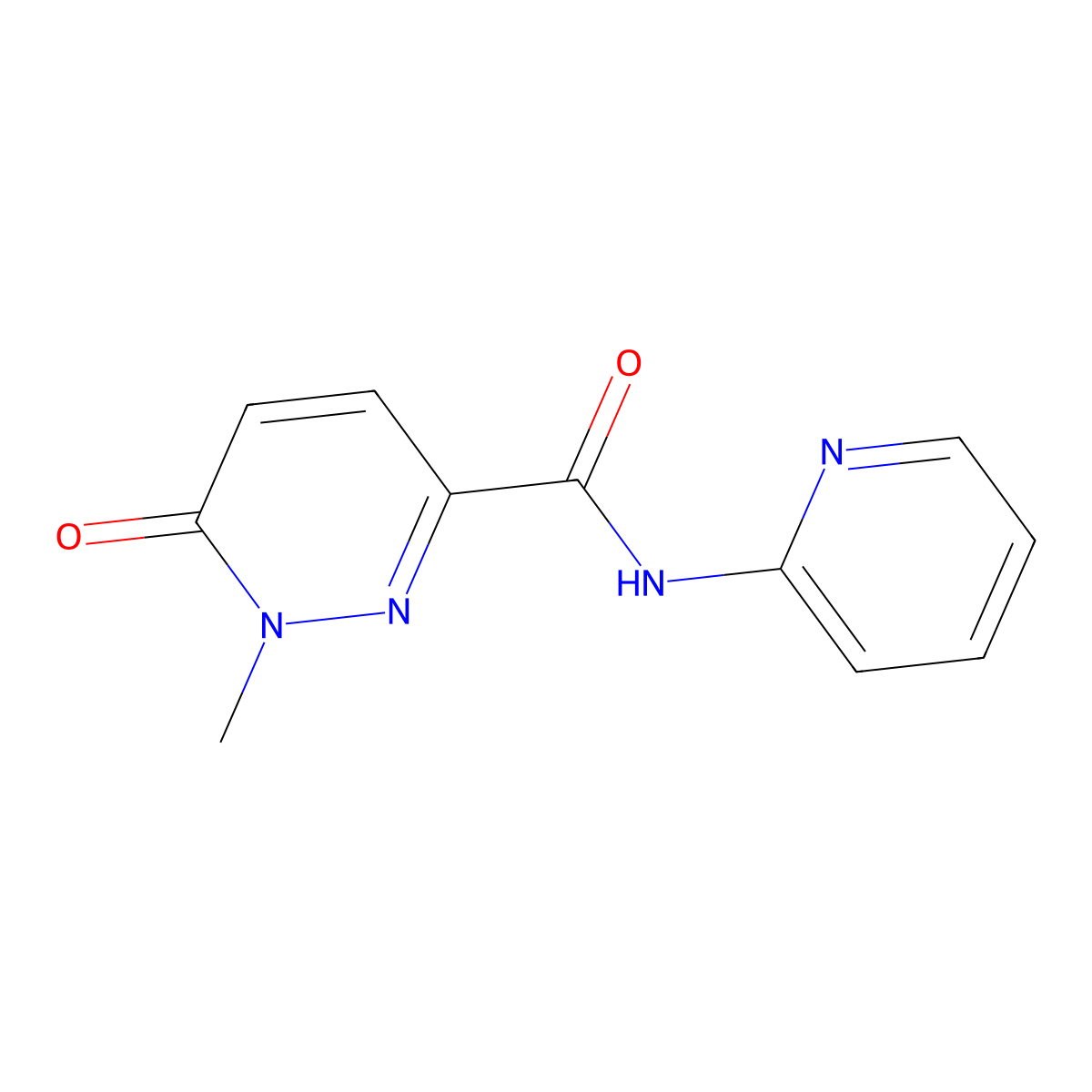 1-methyl-6-oxo-N-(pyridin-2-yl)-1,6-dihydropyridazine-3-carboxamide molecular structure, CAS 1040661-22-0