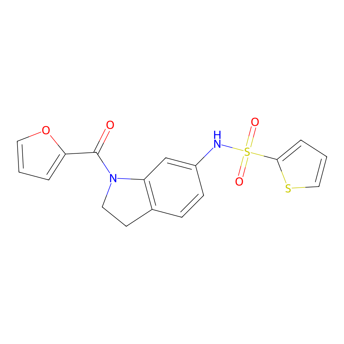 N-[1-(furan-2-carbonyl)-2,3-dihydro-1H-indol-6-yl]thiophene-2-sulfonamide molecular structure, CAS 1040661-28-6