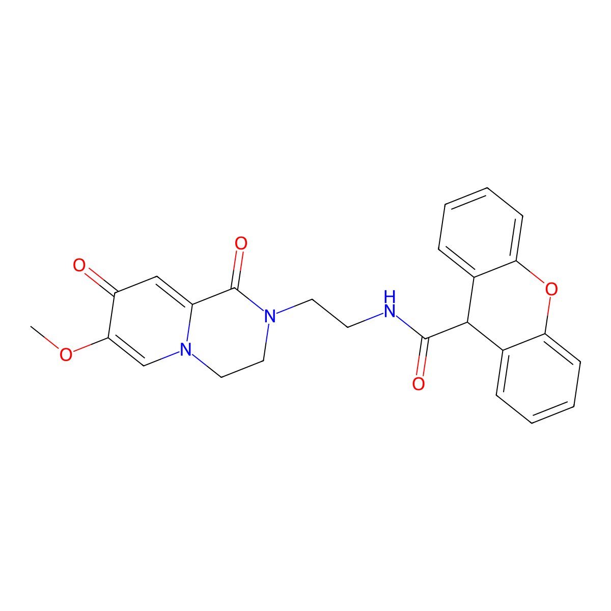 N-(2-(7-methoxy-1,8-dioxo-3,4-dihydro-1H-pyrido[1,2-a]pyrazin-2(8H)-yl)ethyl)-9H-xanthene-9-carboxamide molecular structure, CAS 1040661-33-3