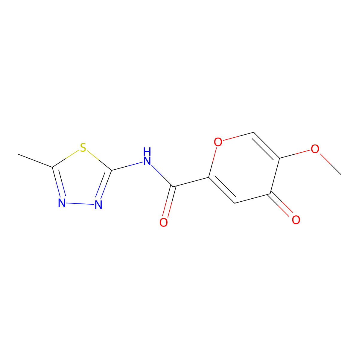 5-methoxy-N-(5-methyl-1,3,4-thiadiazol-2-yl)-4-oxo-4H-pyran-2-carboxamide molecular structure, CAS 1040661-41-3