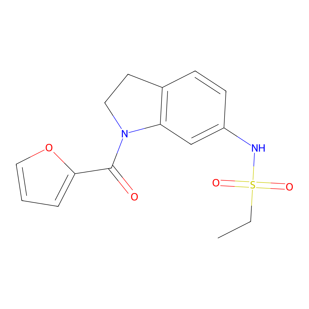 N-(1-(furan-2-carbonyl)indolin-6-yl)ethanesulfonamide molecular structure, CAS 1040661-42-4