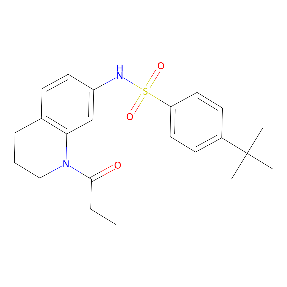 4-tert-butyl-N-(1-propanoyl-1,2,3,4-tetrahydroquinolin-7-yl)benzene-1-sulfonamide molecular structure, CAS 1040661-44-6