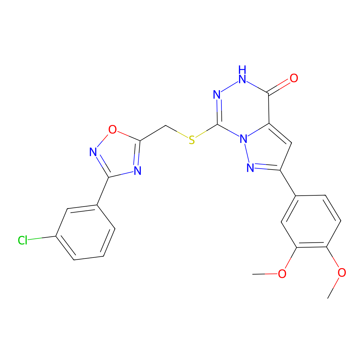 7-({[3-(3-chlorophenyl)-1,2,4-oxadiazol-5-yl]methyl}sulfanyl)-2-(3,4-dimethoxyphenyl)-4H,5H-pyrazolo[1,5-d][1,2,4]triazin-4-one molecular structure, CAS 1040661-53-7