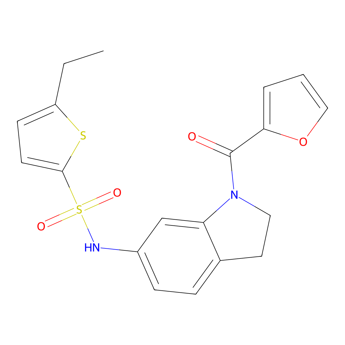5-ethyl-N-(1-(furan-2-carbonyl)indolin-6-yl)thiophene-2-sulfonamide molecular structure, CAS 1040661-56-0