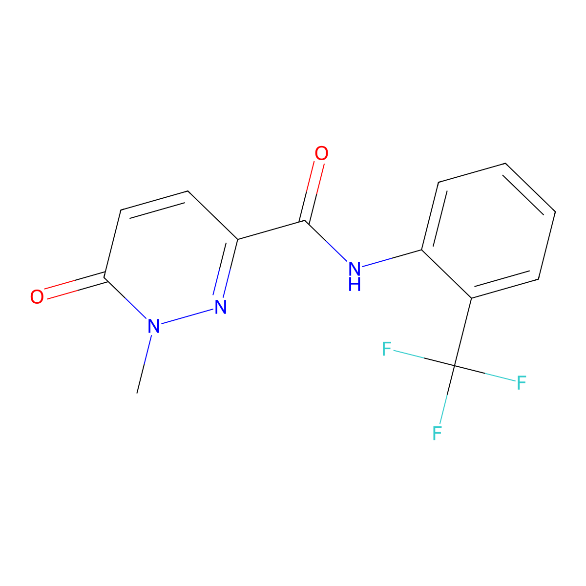 1-methyl-6-oxo-N-[2-(trifluoromethyl)phenyl]-1,6-dihydropyridazine-3-carboxamide molecular structure, CAS 1040661-57-1