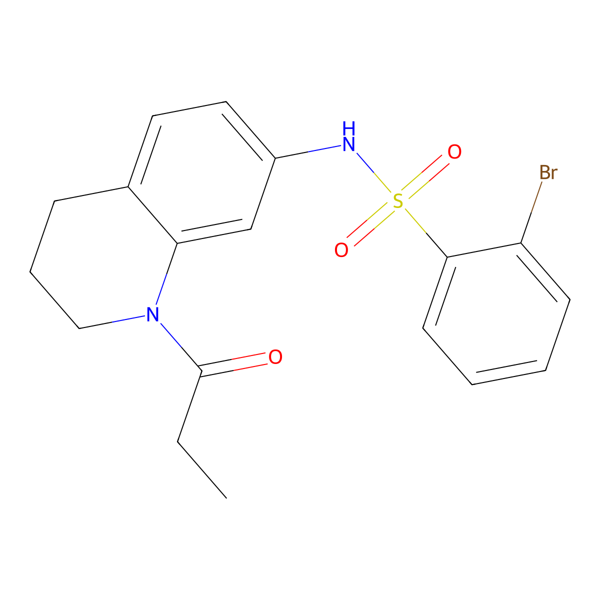 2-bromo-N-(1-propionyl-1,2,3,4-tetrahydroquinolin-7-yl)benzenesulfonamide molecular structure, CAS 1040661-58-2